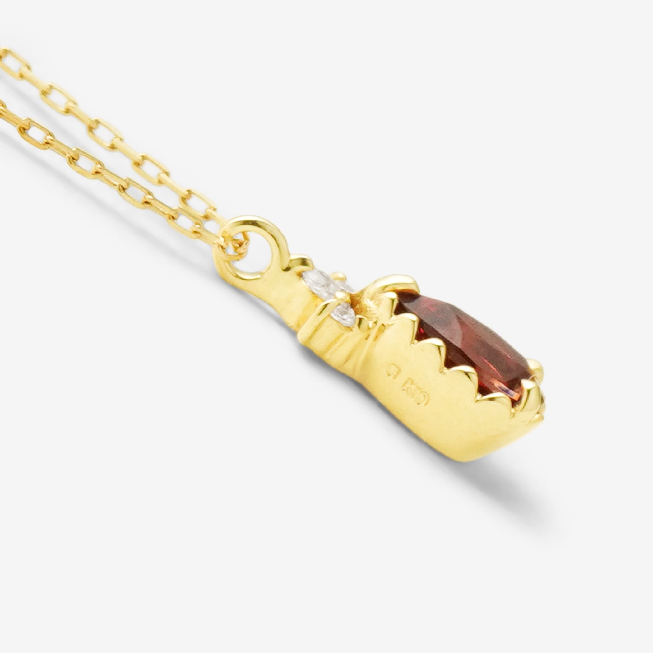 1月誕生石 K10 イエローゴールド ガーネット しずく ネックレス