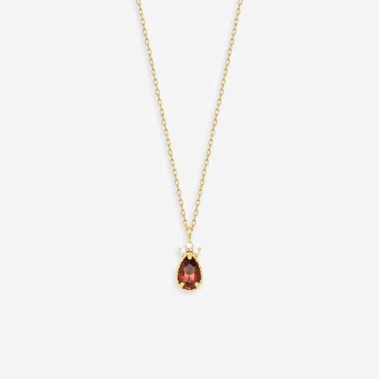 1月誕生石 K10 イエローゴールド ガーネット しずく ネックレス