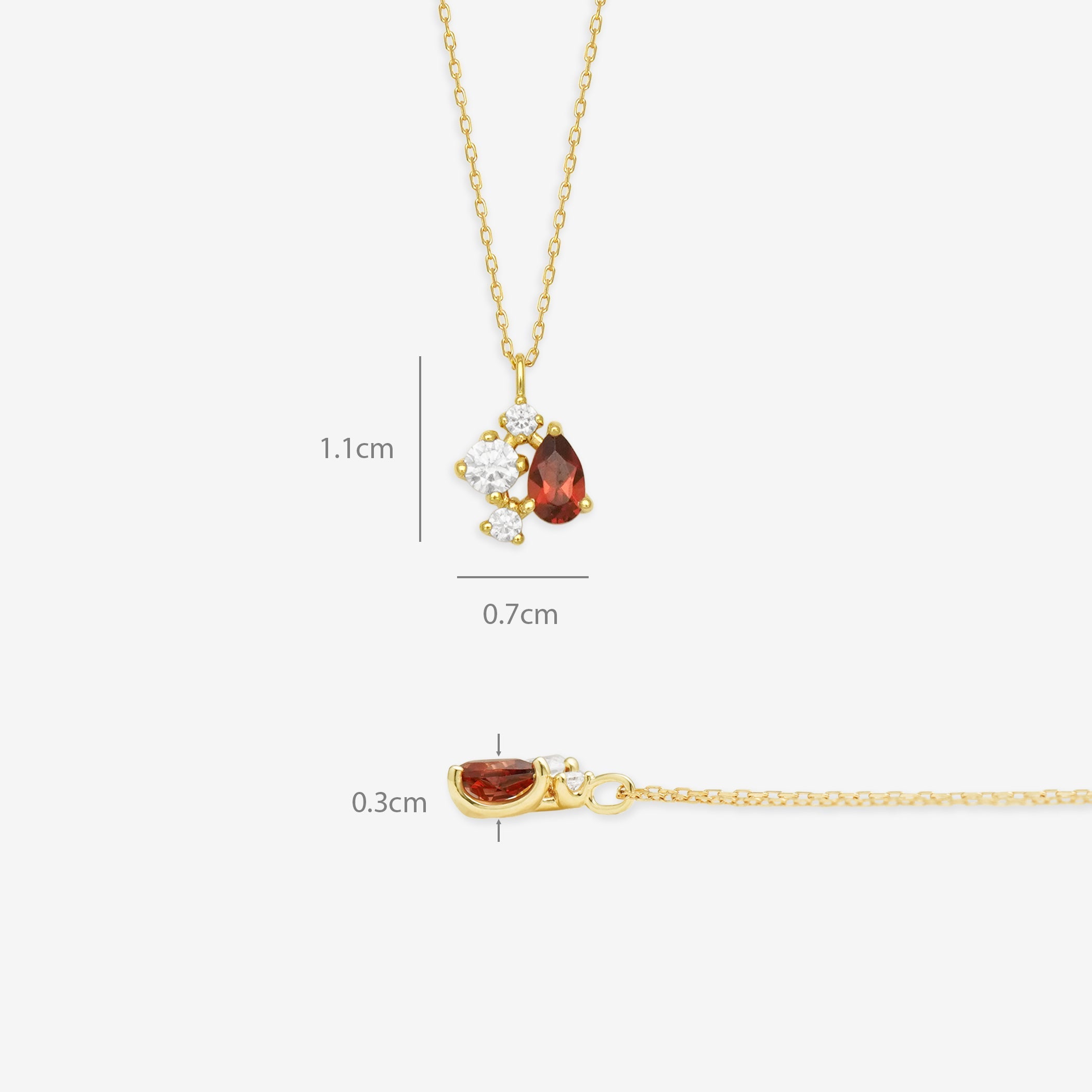 1月誕生石 K10 イエローゴールド ガーネット しずく ネックレス