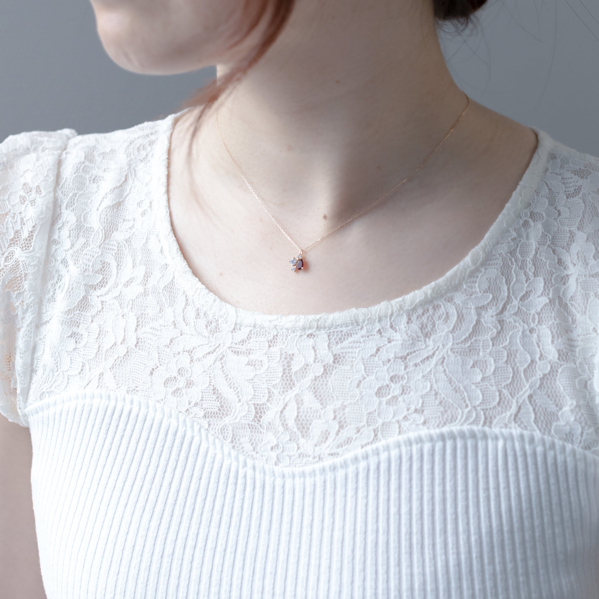 1月誕生石 K10 イエローゴールド ガーネット しずく ネックレス