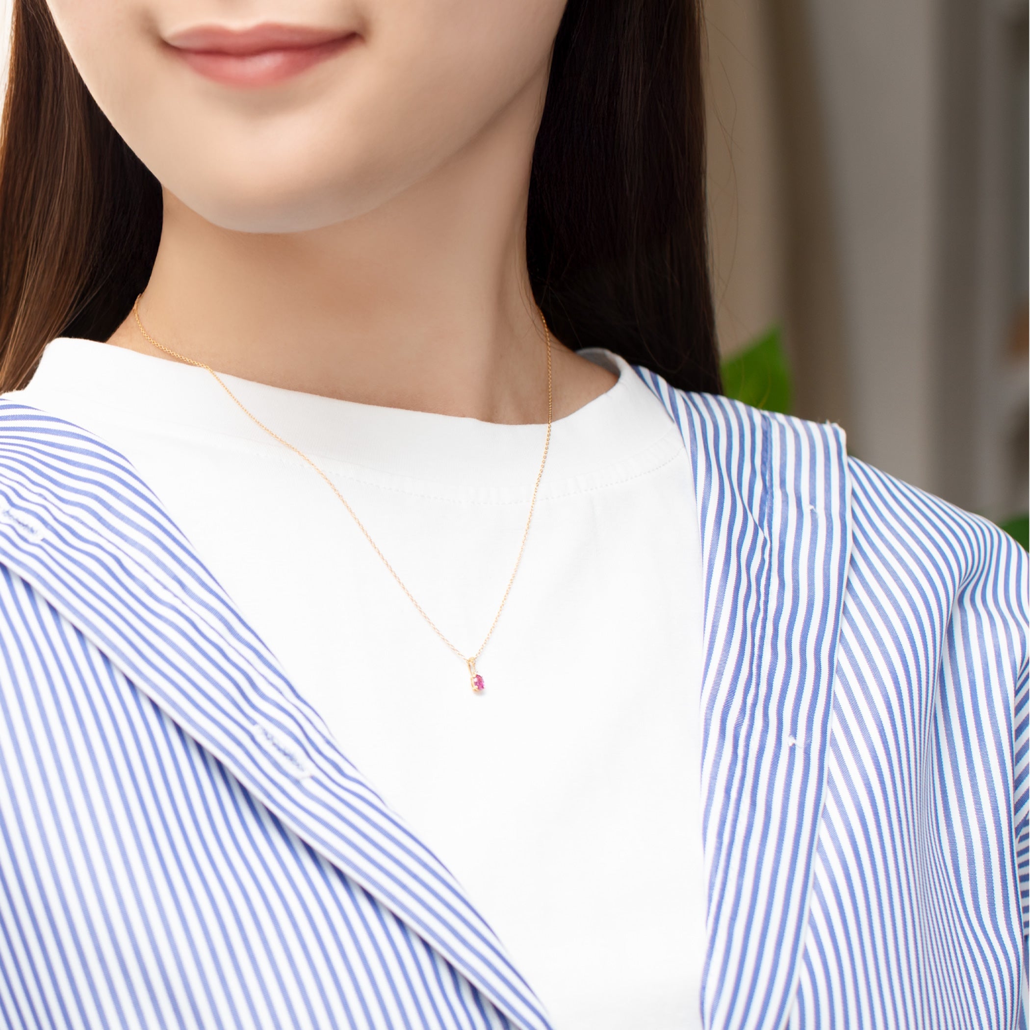 7月誕生石 K18 イエローゴールド ルビー ネックレス