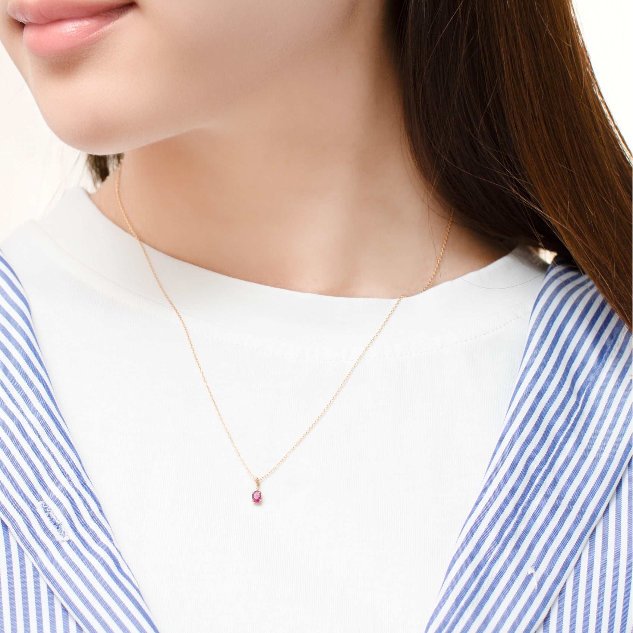 7月誕生石 K18 イエローゴールド ルビー ネックレス