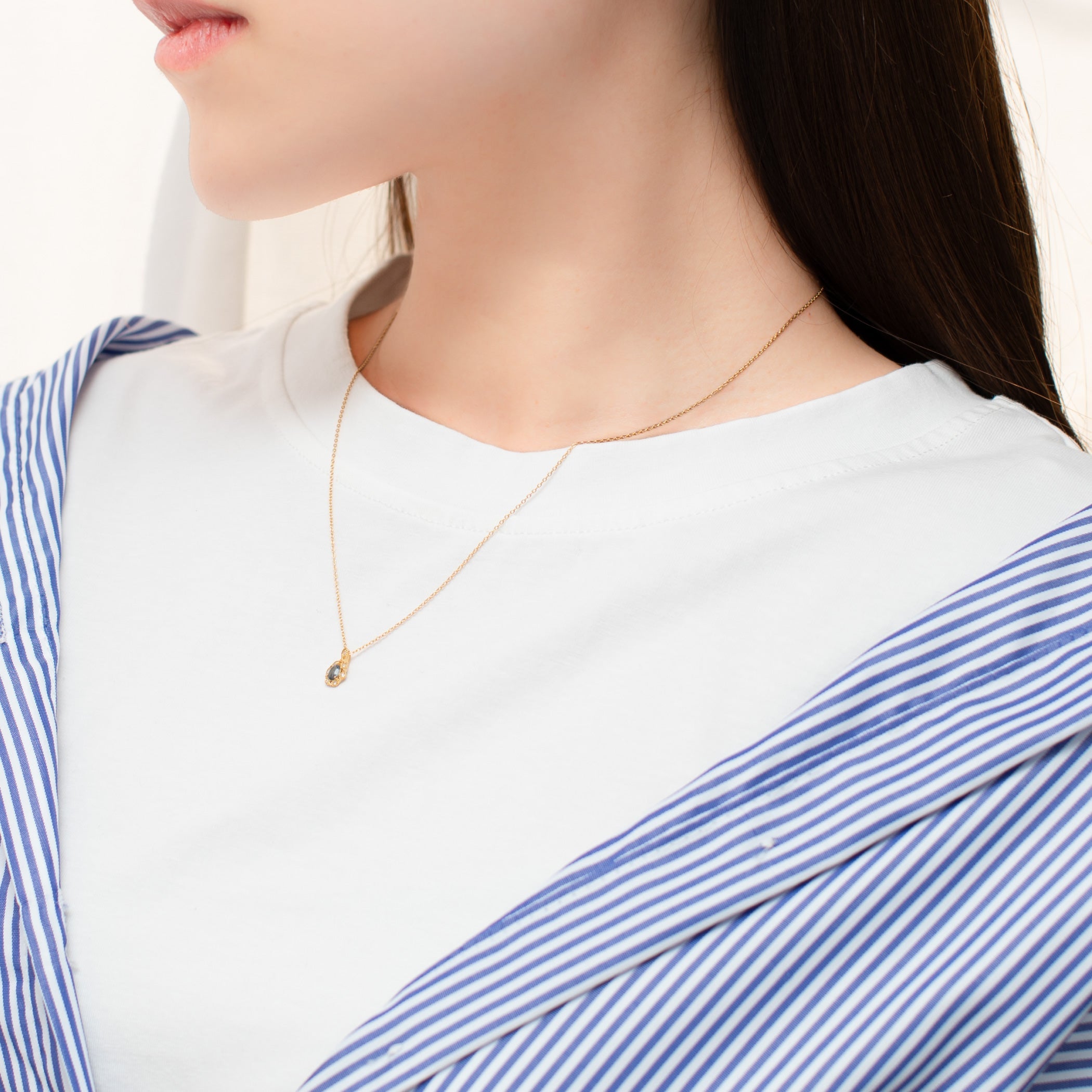 3月誕生石 K18 イエローゴールド アクアマリン ネックレス