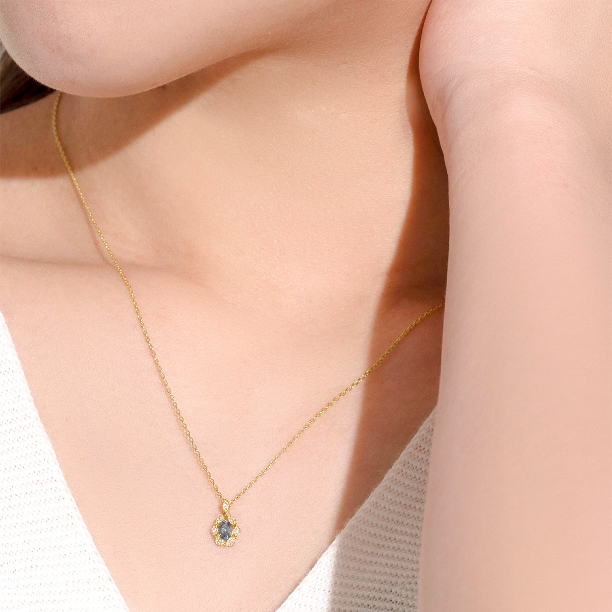 3月誕生石 K18 イエローゴールド アクアマリン ネックレス