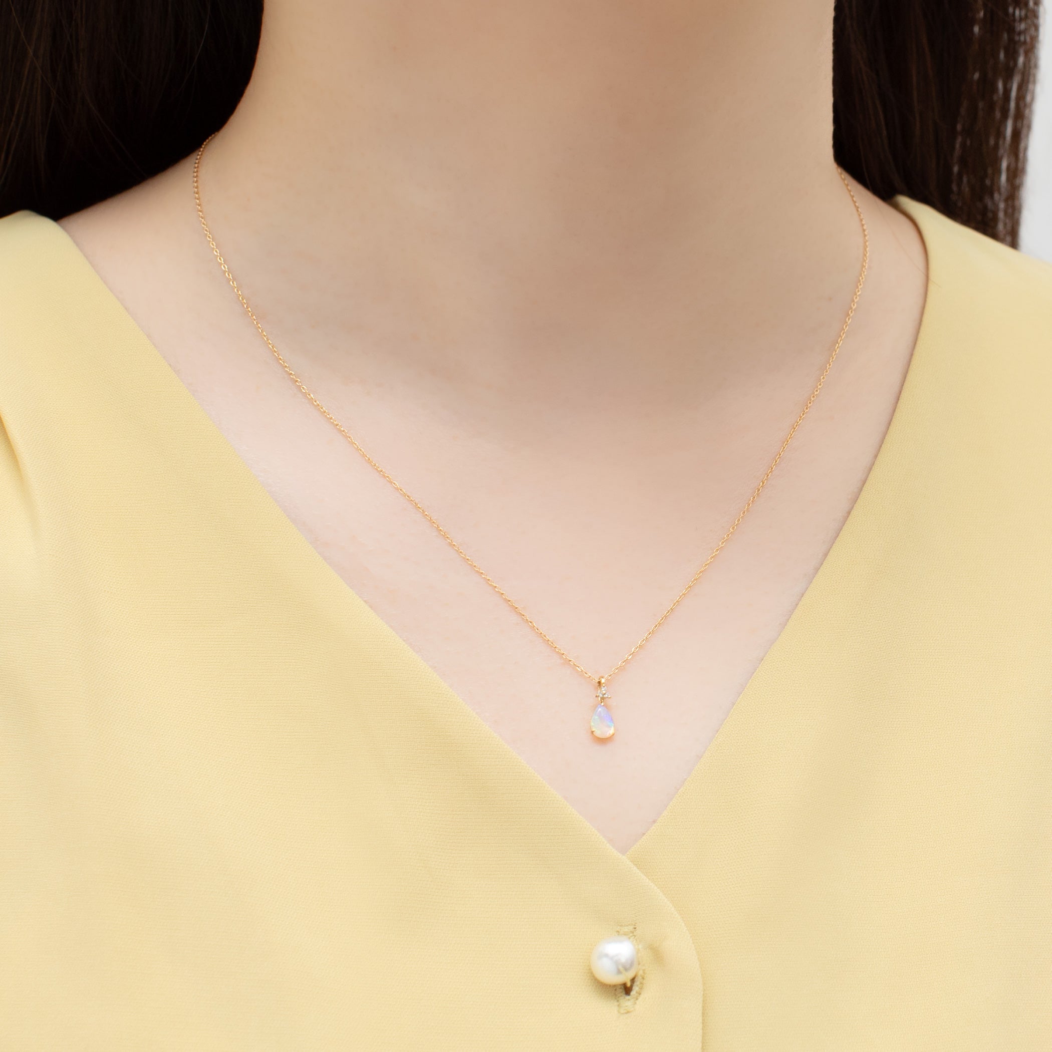 10月誕生石 K18 イエローゴールド オパール ネックレス