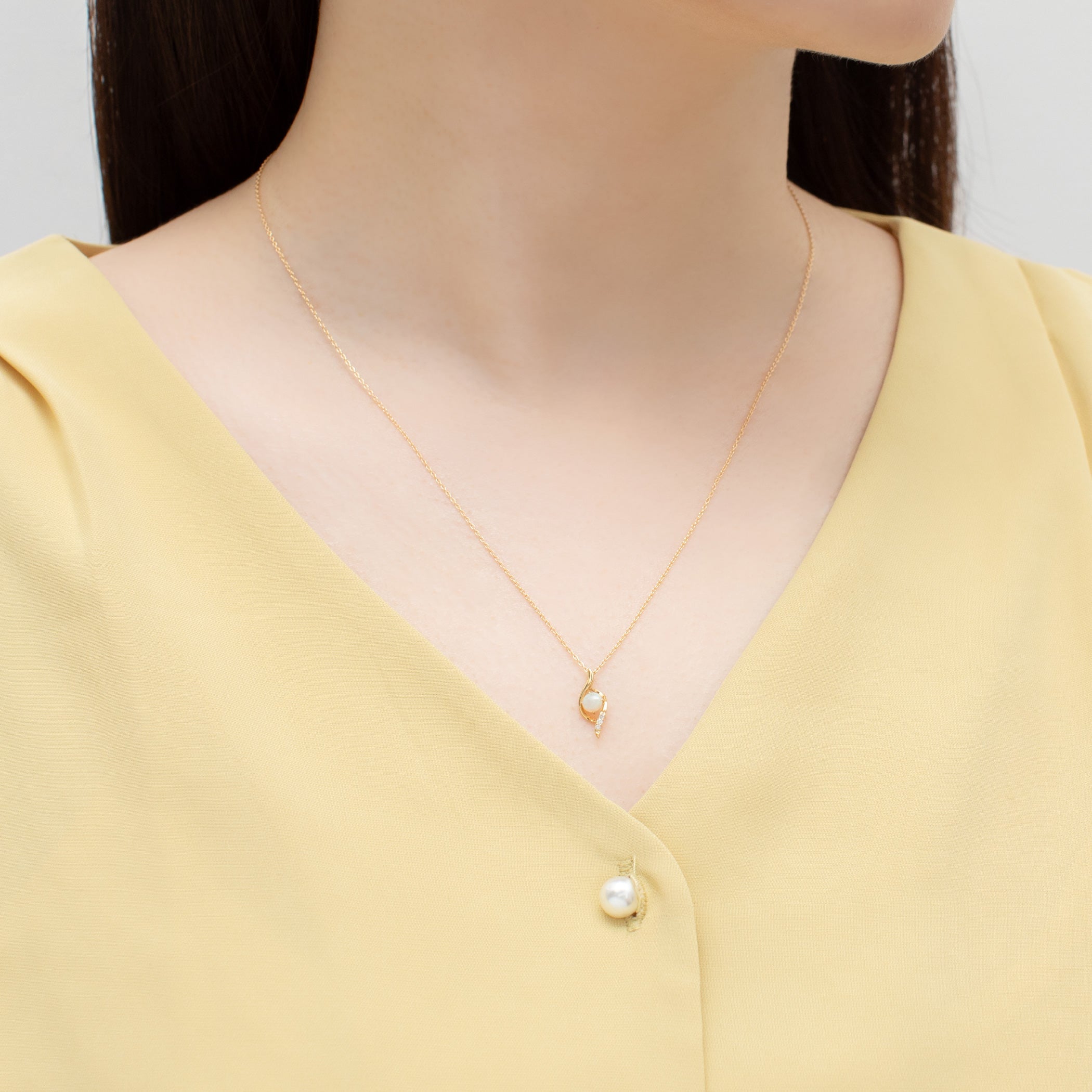 10月誕生石 K18 イエローゴールド オパール ネックレス