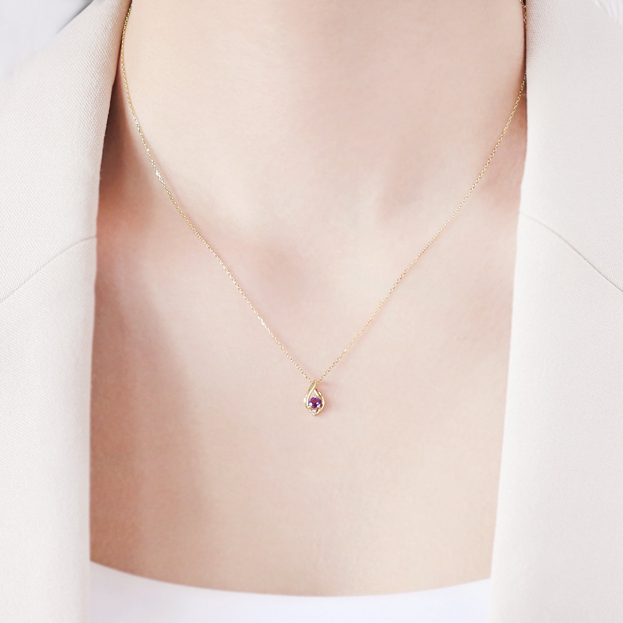 WEB限定】2月誕生石 K10 イエローゴールド アメジスト しずく