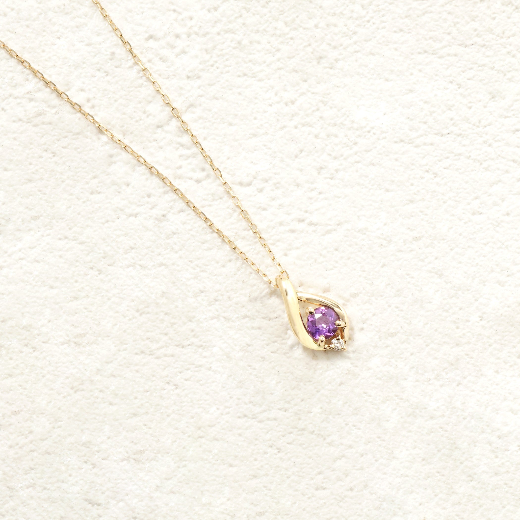 WEB限定】2月誕生石 K10 イエローゴールド アメジスト しずく