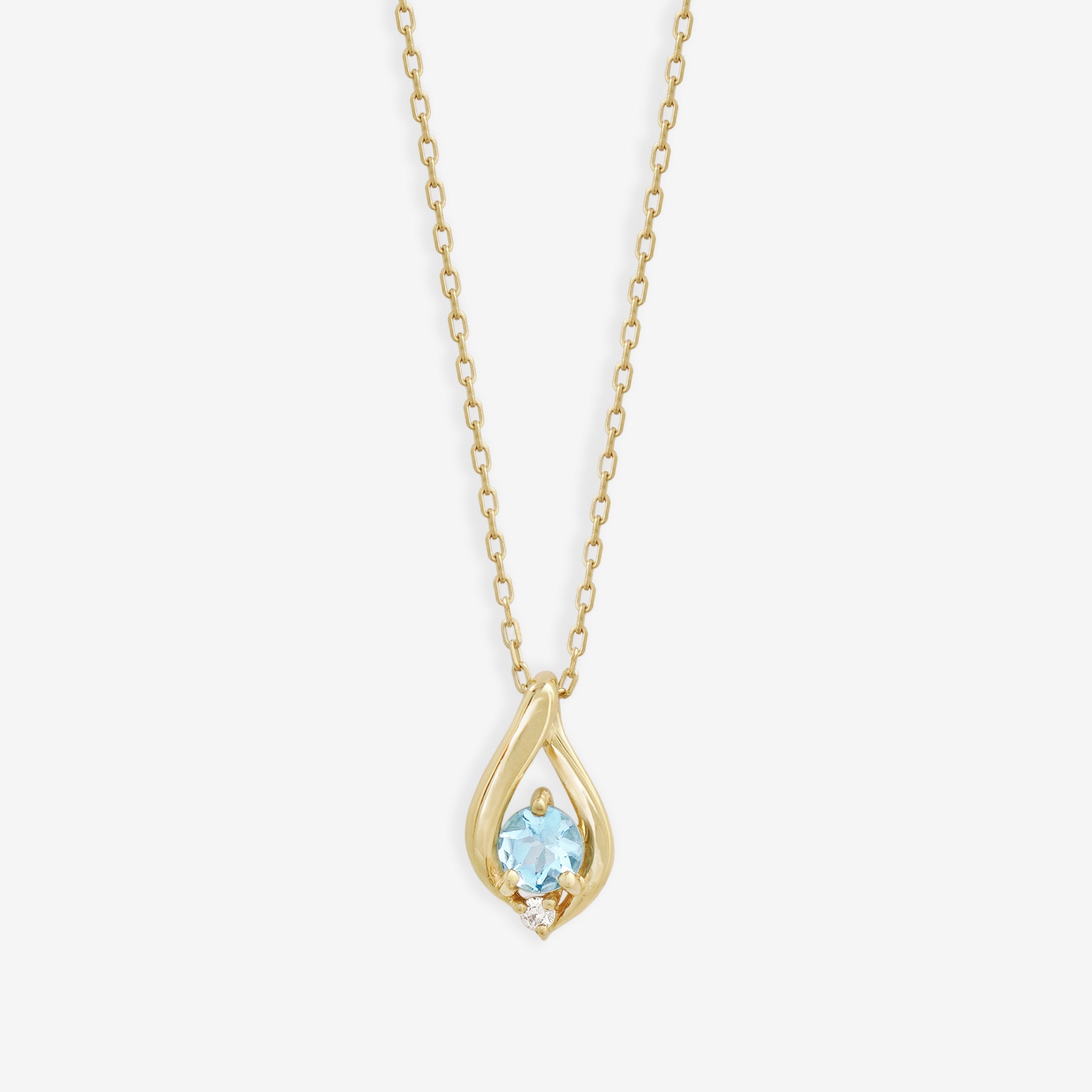 【WEB限定】3月誕生石 K10 イエローゴールド アクアマリン しずく ネックレス