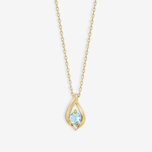 【WEB限定】3月誕生石 K10 イエローゴールド アクアマリン しずく ネックレス
