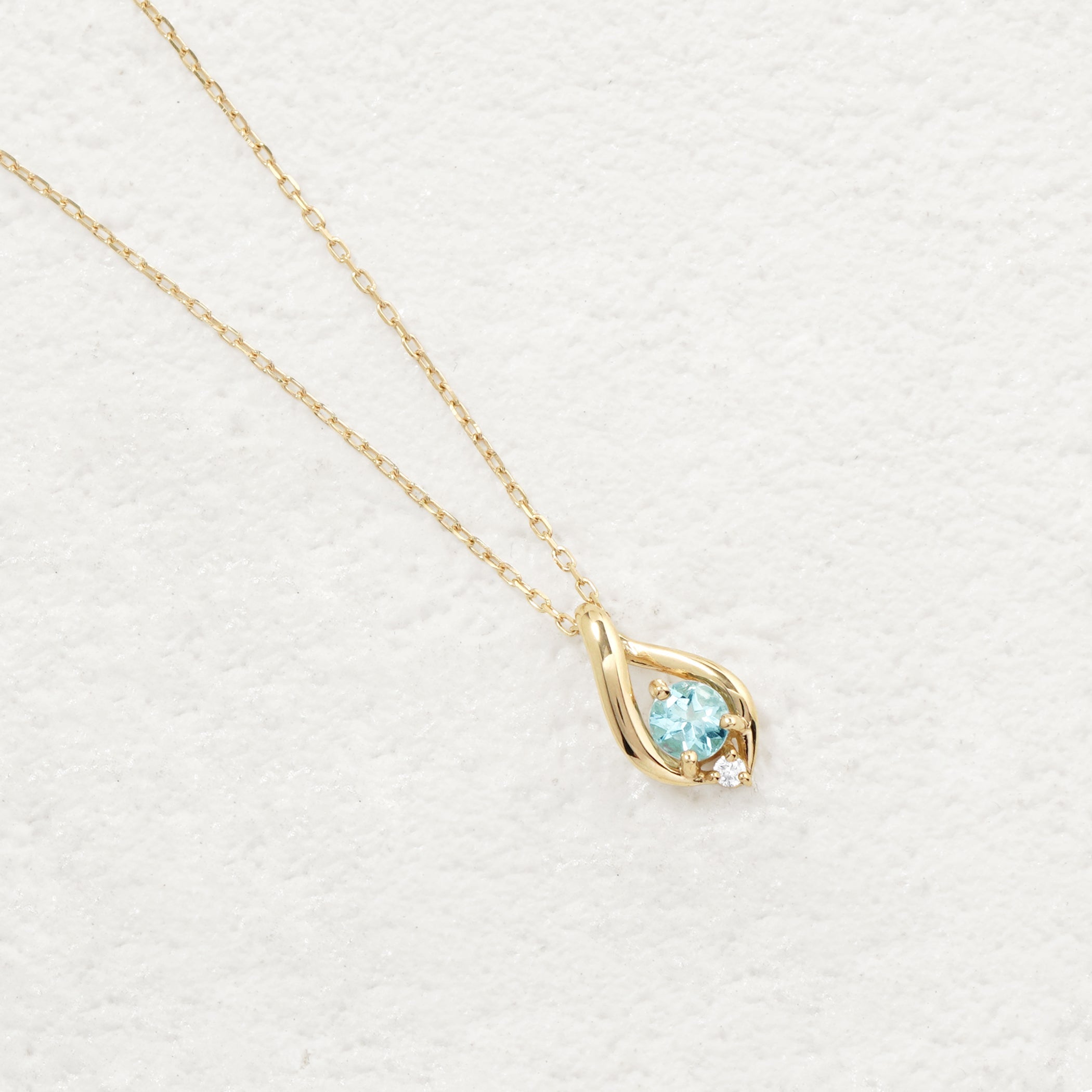 【WEB限定】3月誕生石 K10 イエローゴールド アクアマリン しずく ネックレス