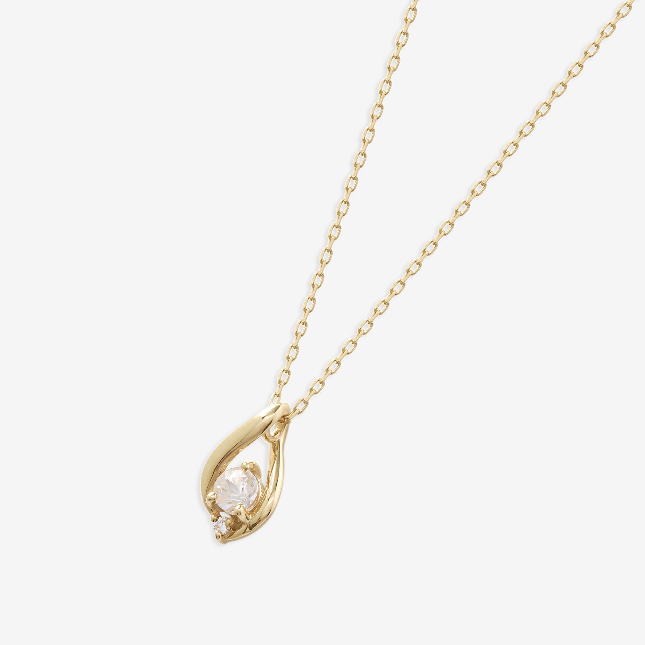 【WEB限定】4月誕生石 K10 イエローゴールド クォーツ しずく ネックレス