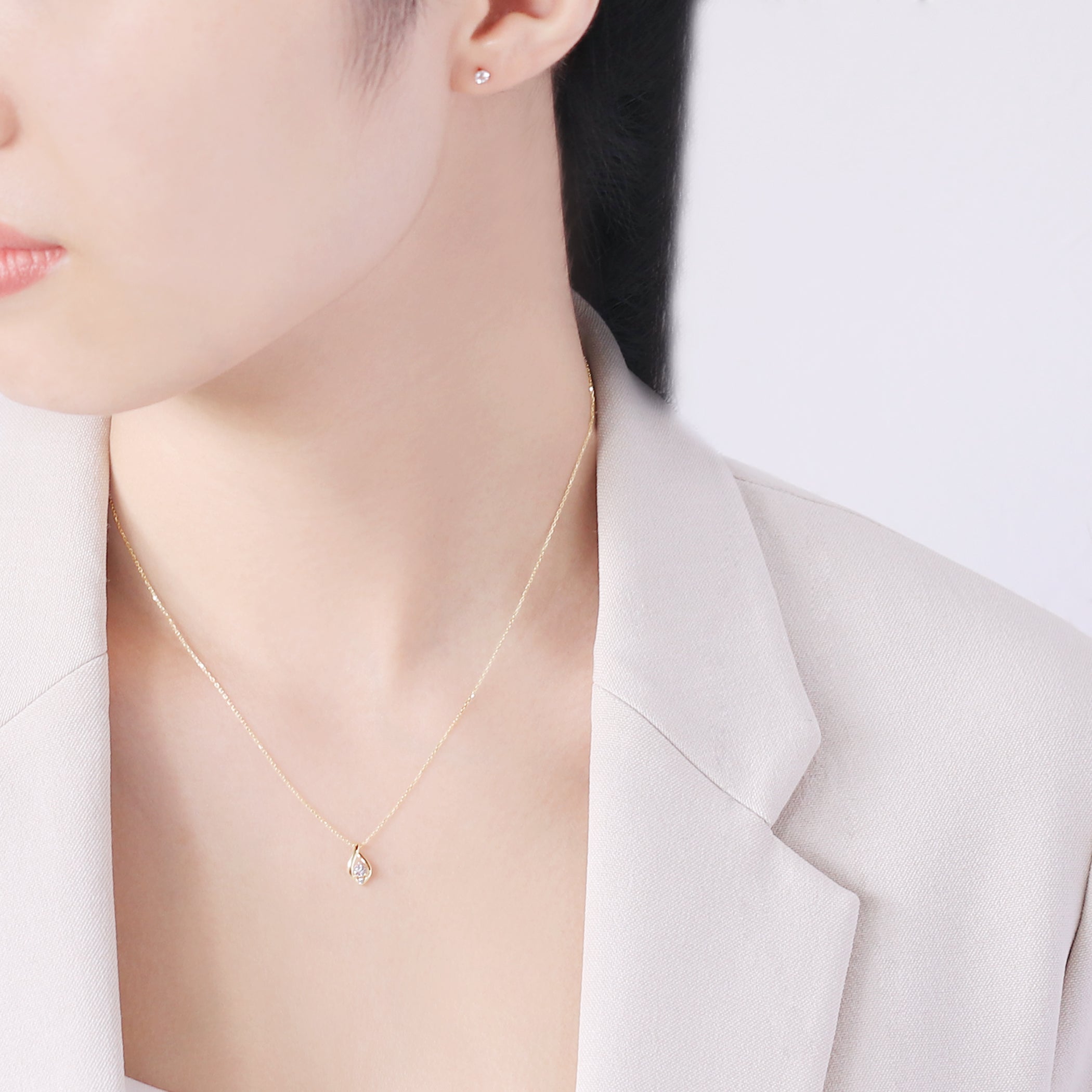 【WEB限定】4月誕生石 K10 イエローゴールド クォーツ しずく ネックレス