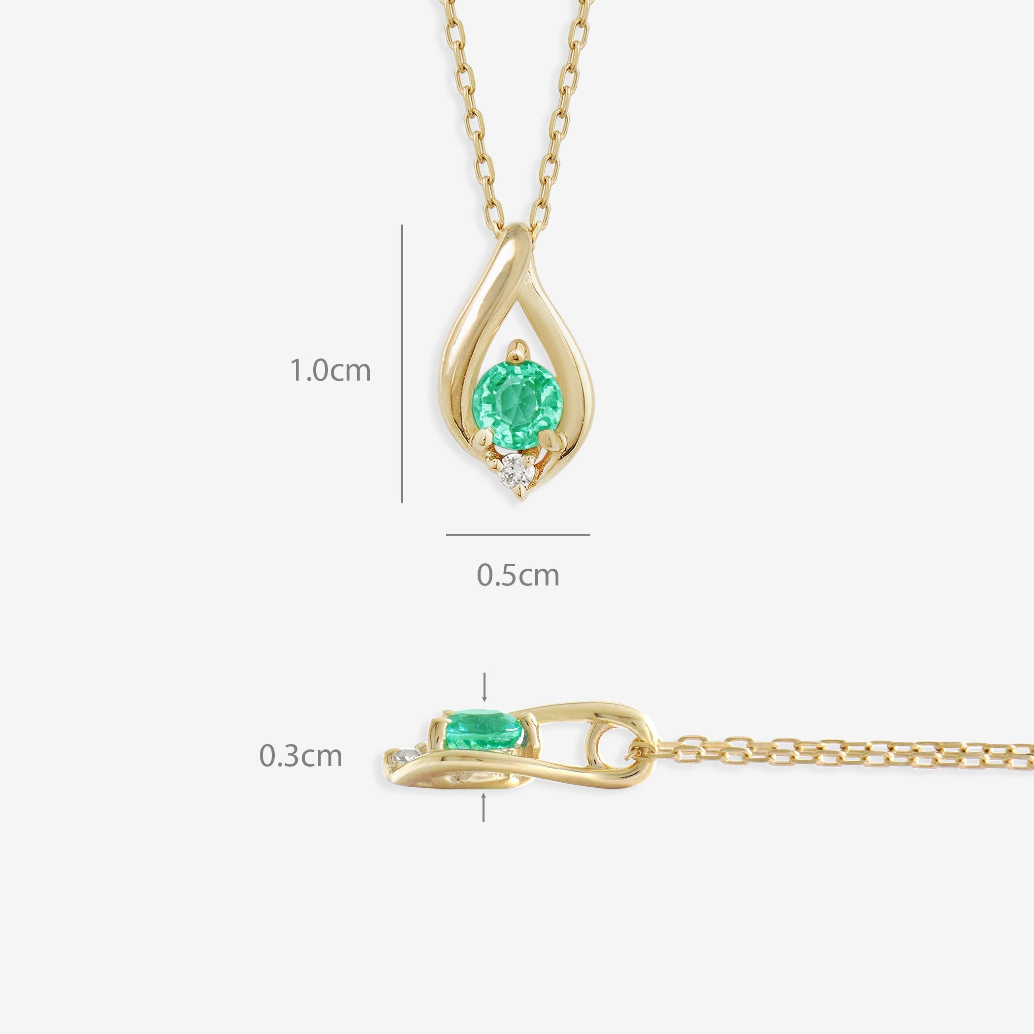 【WEB限定】5月誕生石 K10 イエローゴールド エメラルド しずく ネックレス