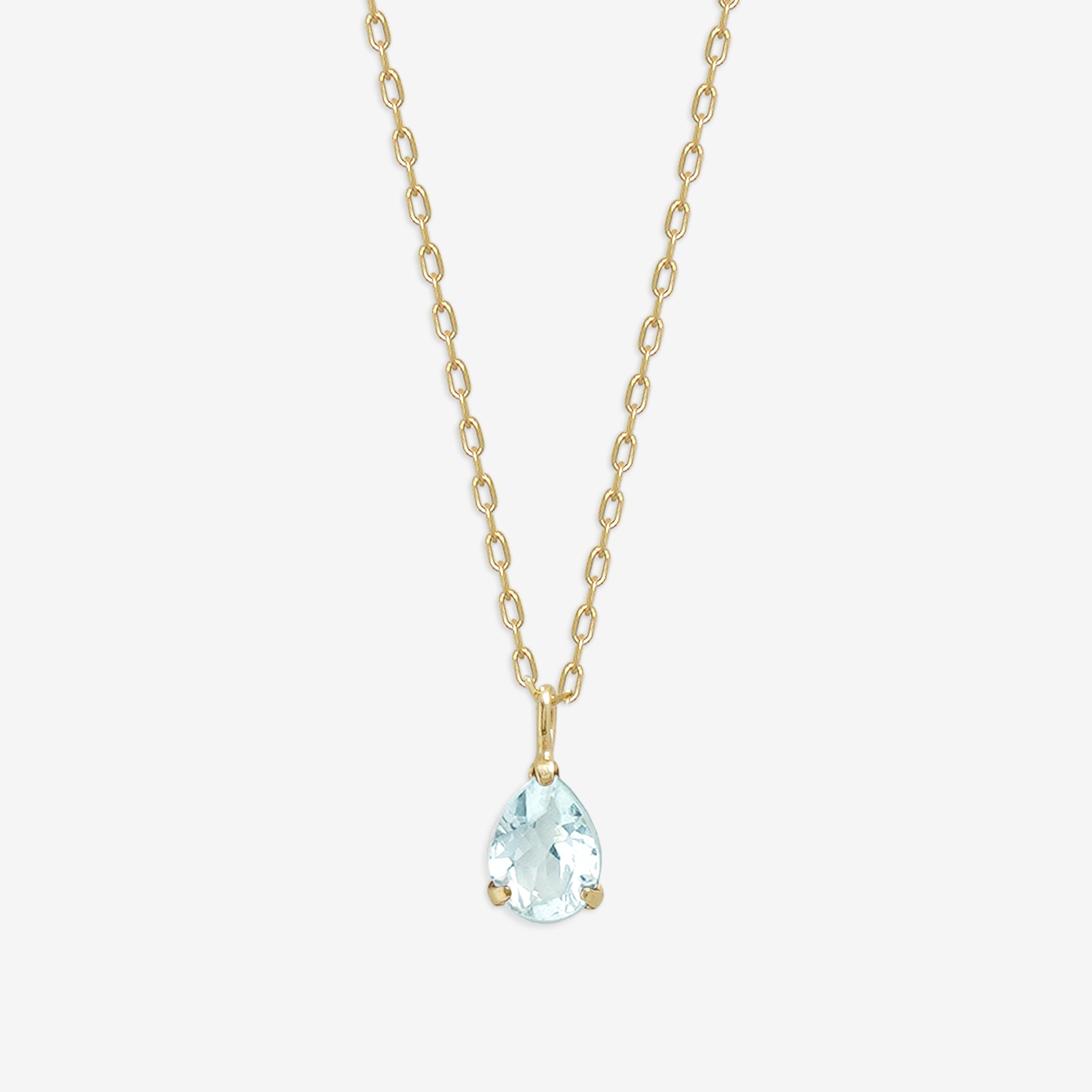 【WEB限定】3月誕生石 K10 イエローゴールド アクアマリン しずく ネックレス