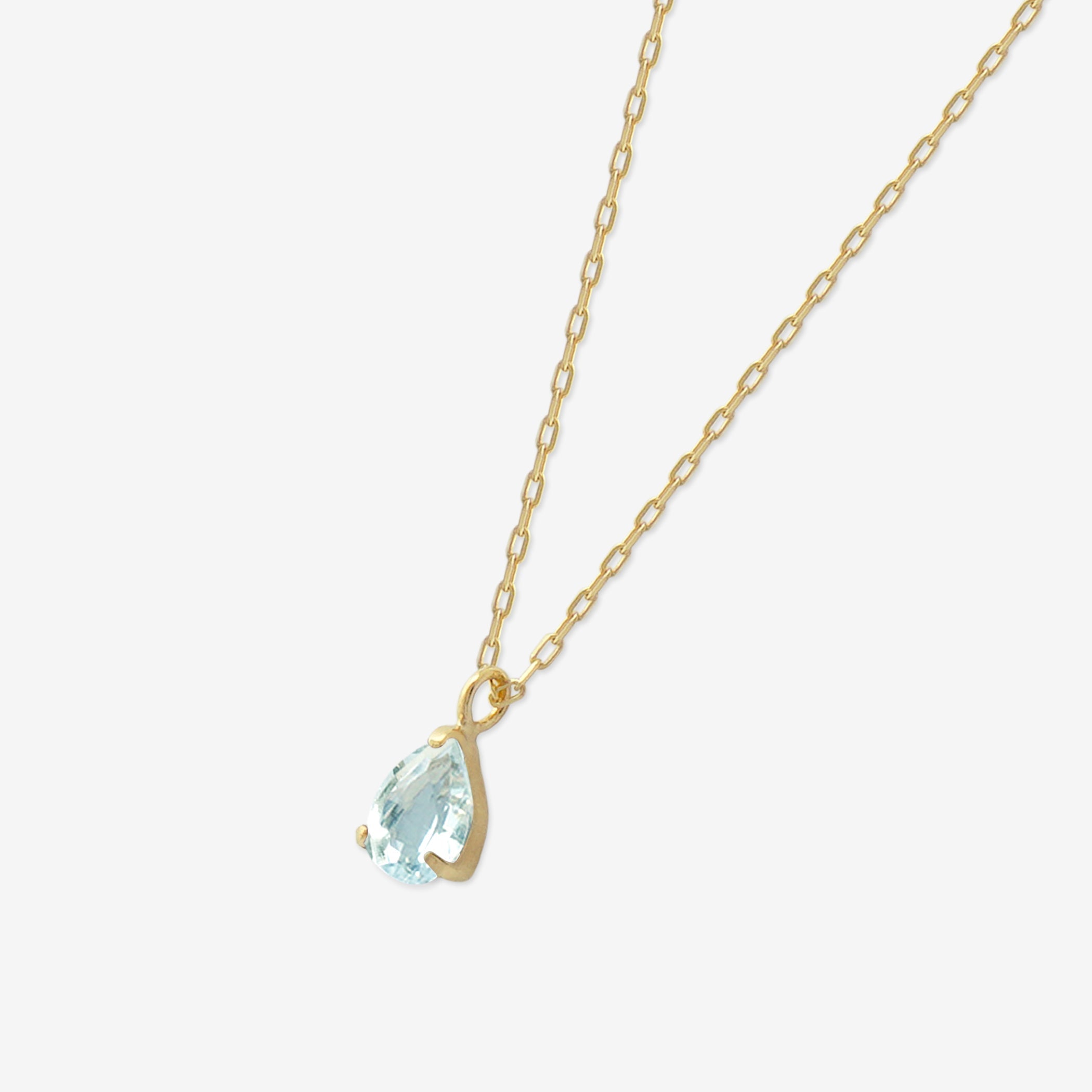 【WEB限定】3月誕生石 K10 イエローゴールド アクアマリン しずく ネックレス