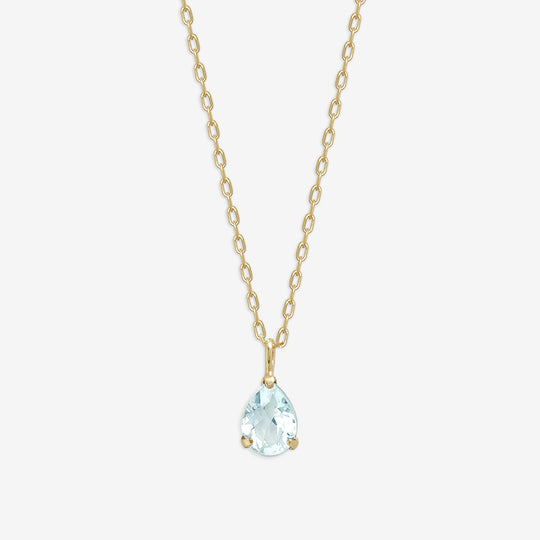 【WEB限定】3月誕生石 K10 イエローゴールド アクアマリン しずく ネックレス