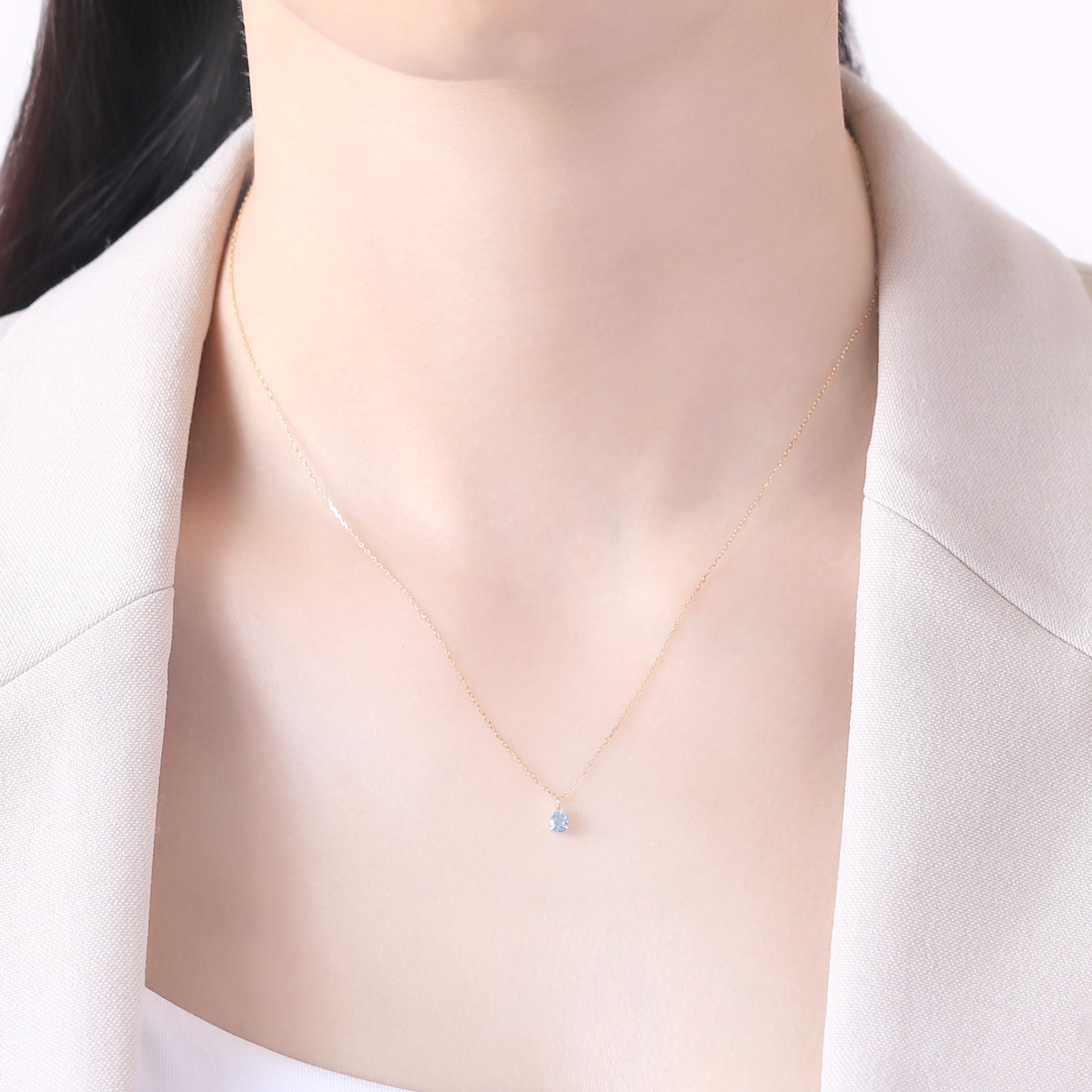 【WEB限定】11月誕生石 K10 イエローゴールド ブルートパーズ しずく ネックレス