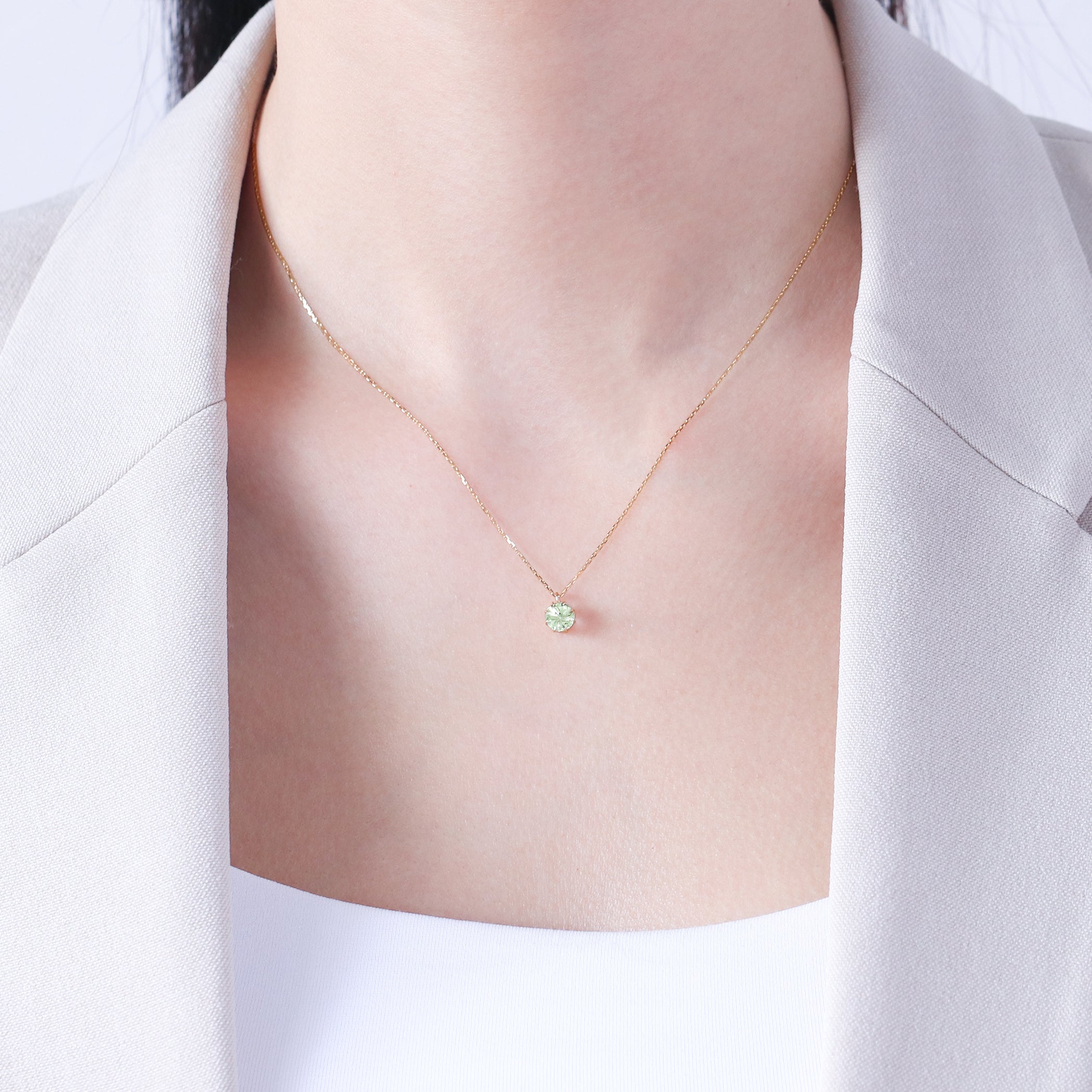 2月誕生石 K10 イエローゴールド グリーンアメジスト ネックレス