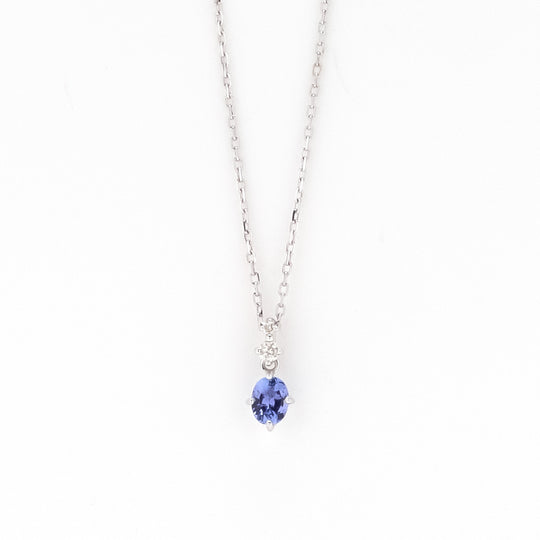 12月誕生石 K10 ホワイトゴールド タンザナイト ネックレス