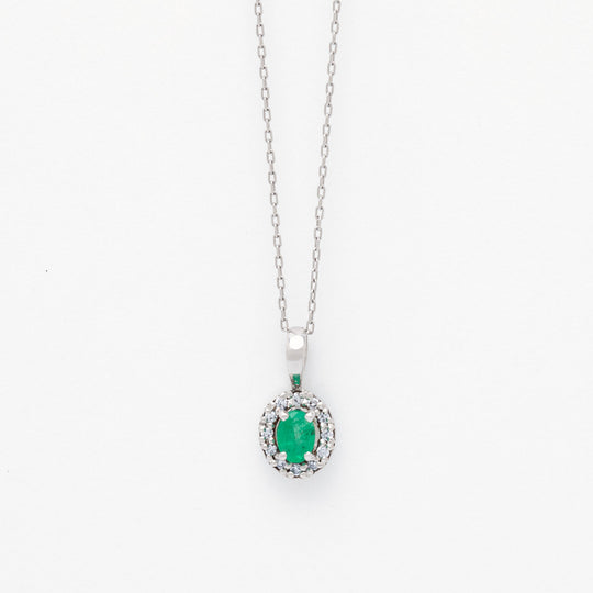 5月誕生石 プラチナ エメラルド ネックレス