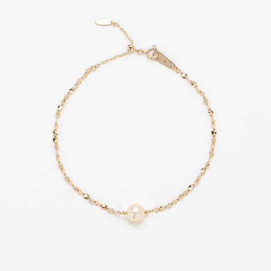 K10 イエローゴールド あこや真珠 ペタルチェーン ブレスレット