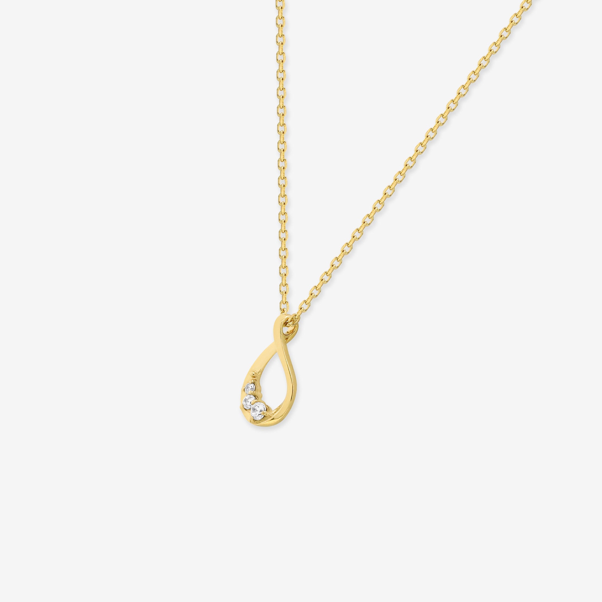 【WEB限定】シルバー イエローゴールドメッキ キュービックジルコニア しずく ネックレス