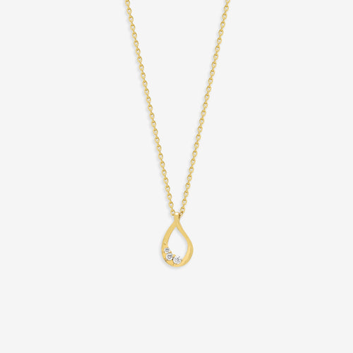 【WEB限定】シルバー イエローゴールドメッキ キュービックジルコニア しずく ネックレス