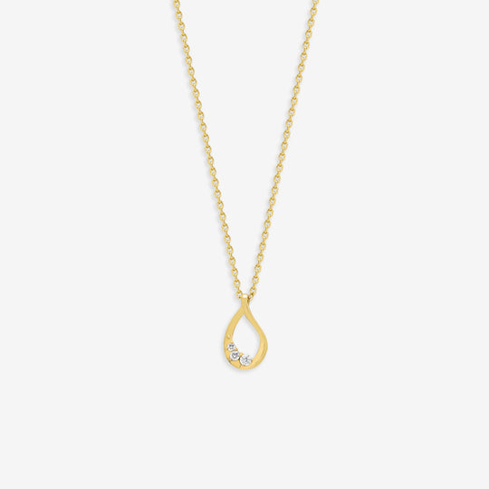 【WEB限定】シルバー イエローゴールドメッキ キュービックジルコニア しずく ネックレス