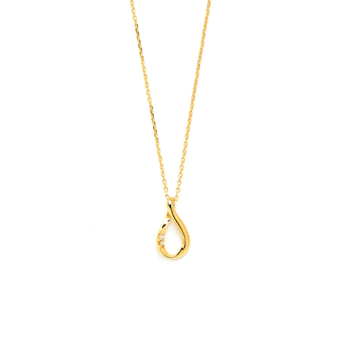 【WEB限定】シルバー イエローゴールドメッキ キュービックジルコニア しずく ネックレス