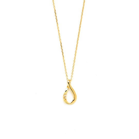 【WEB限定】シルバー イエローゴールドメッキ キュービックジルコニア しずく ネックレス