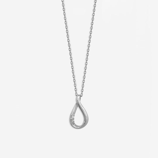 シルバー ロジウムメッキ キュービックジルコニア しずく ネックレス