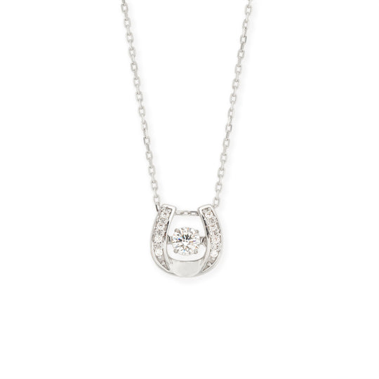 シルバー ロジウムメッキ キュービックジルコニア ダンシングストーン ネックレス