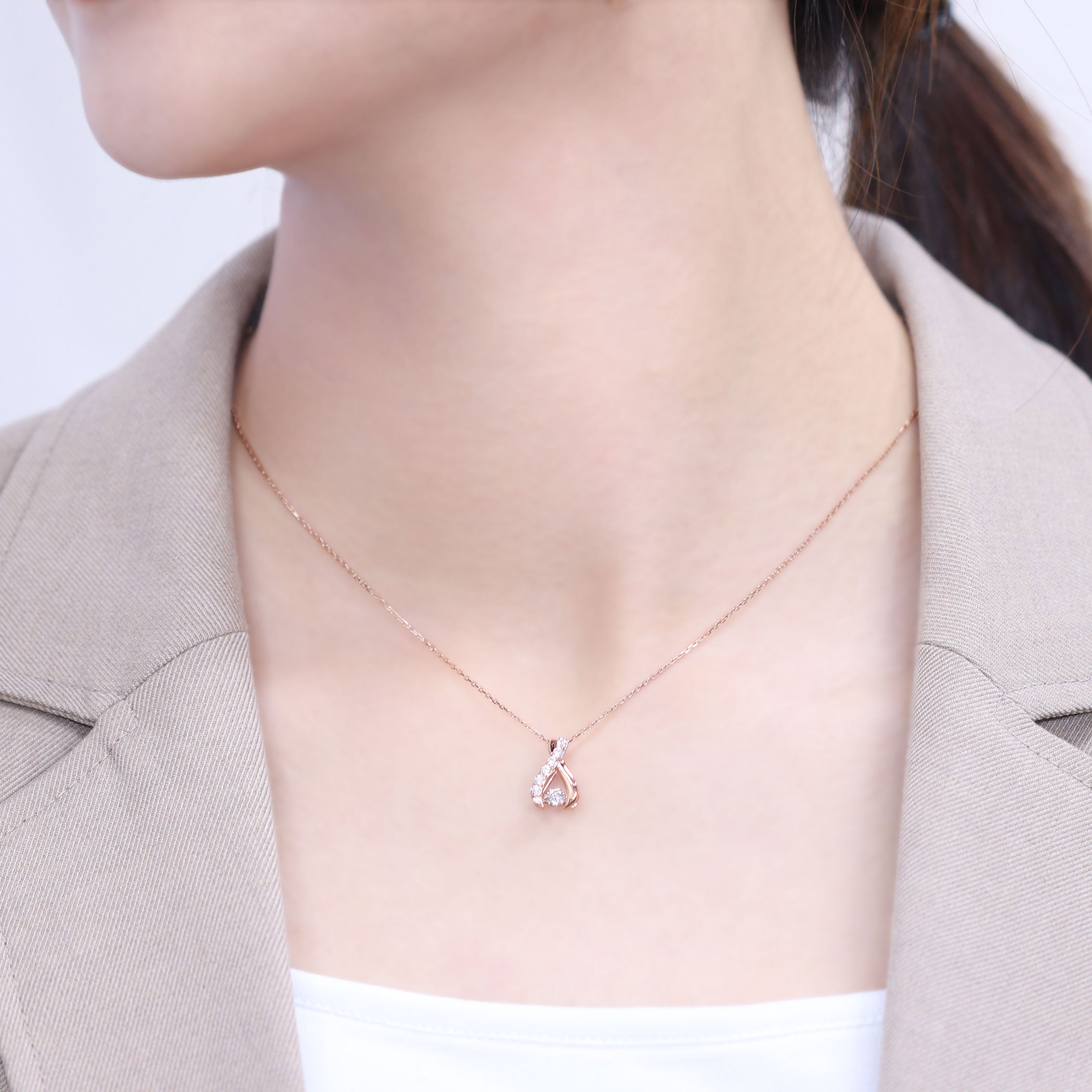 シルバー ピンクゴールドメッキ キュービックジルコニア ダンシング