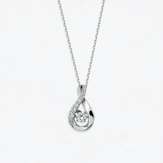 シルバー ロジウムメッキ キュービックジルコニア しずく ダンシングストーン ネックレス