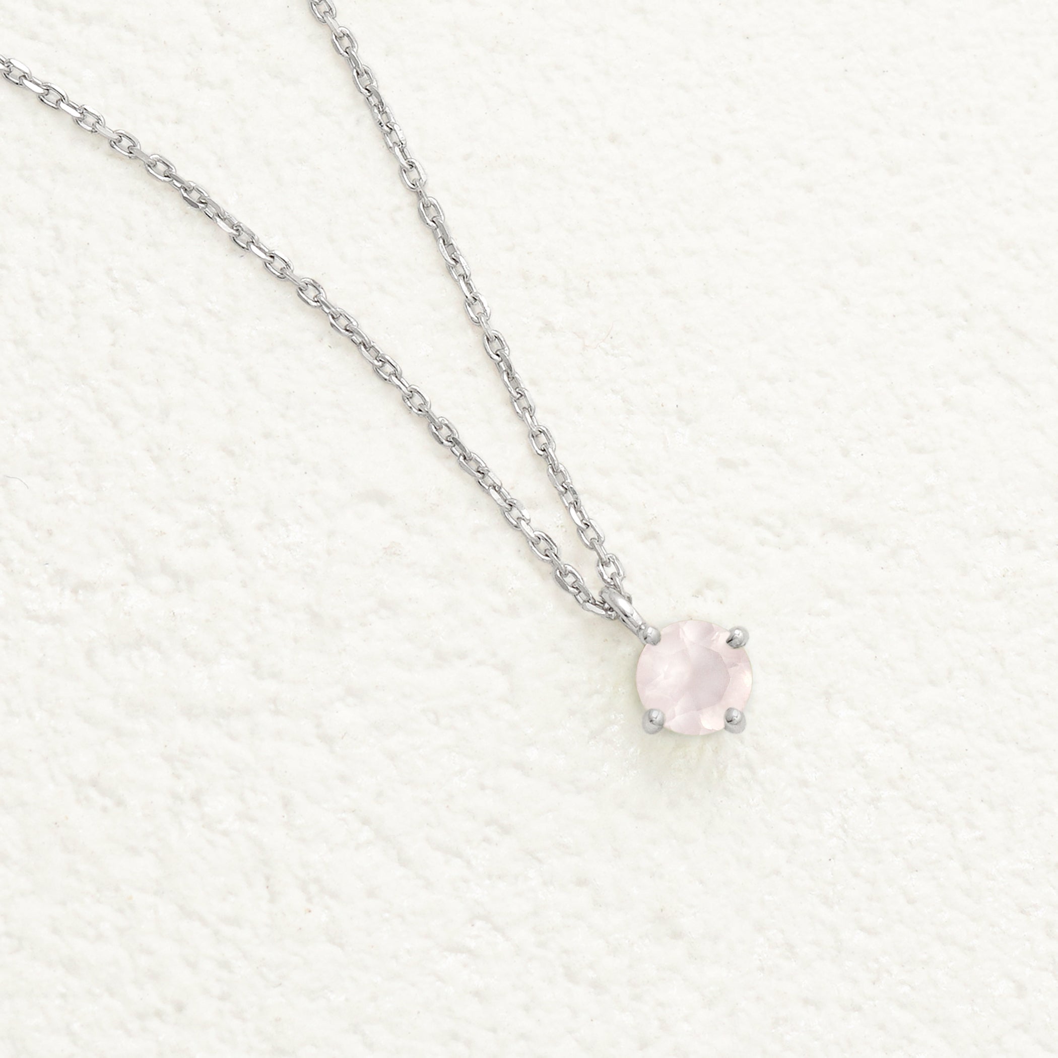 CELINE シルバー ネックレス ローズクォーツ 淡い大人色ローズクォーツ シルバーネックレス | Le Papillon Jewelry