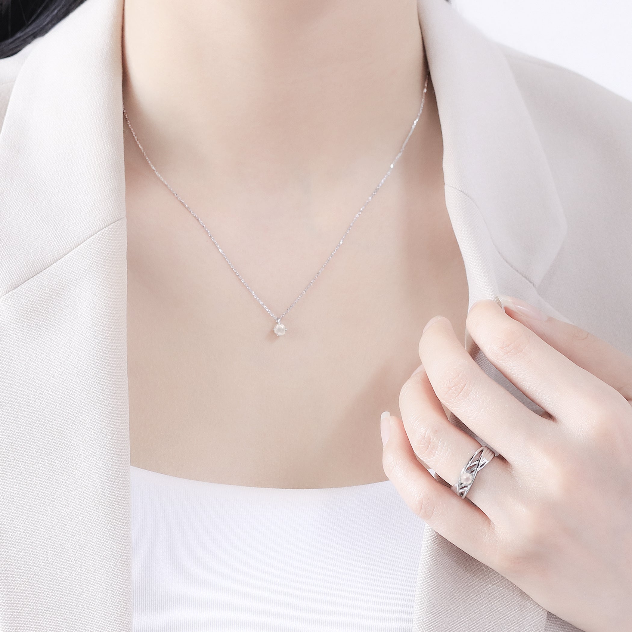 【予約商品】シルバー ローズクォーツ ネックレス