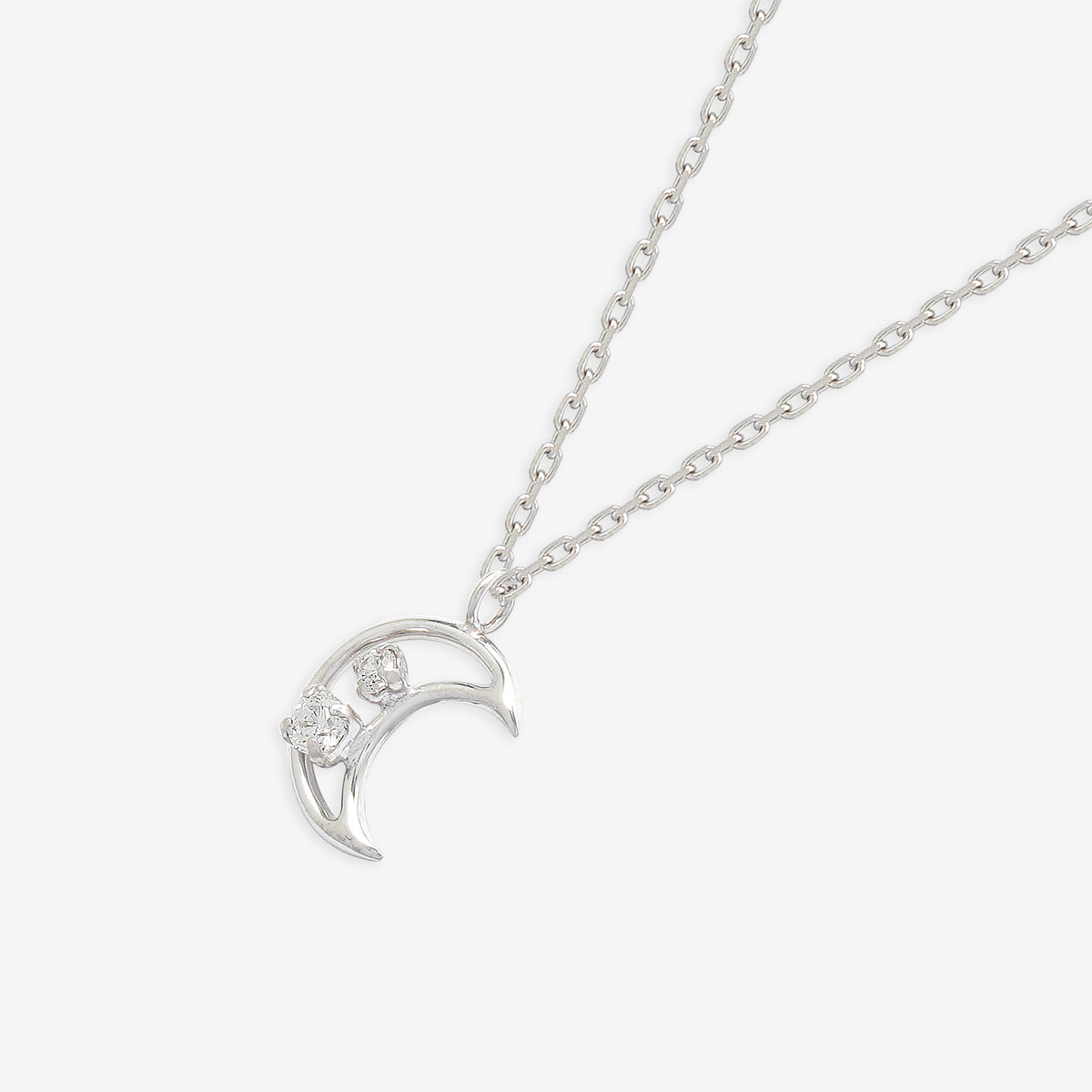 【WEB限定】シルバー ロジウムメッキ キュービックジルコニア ムーン ネックレス