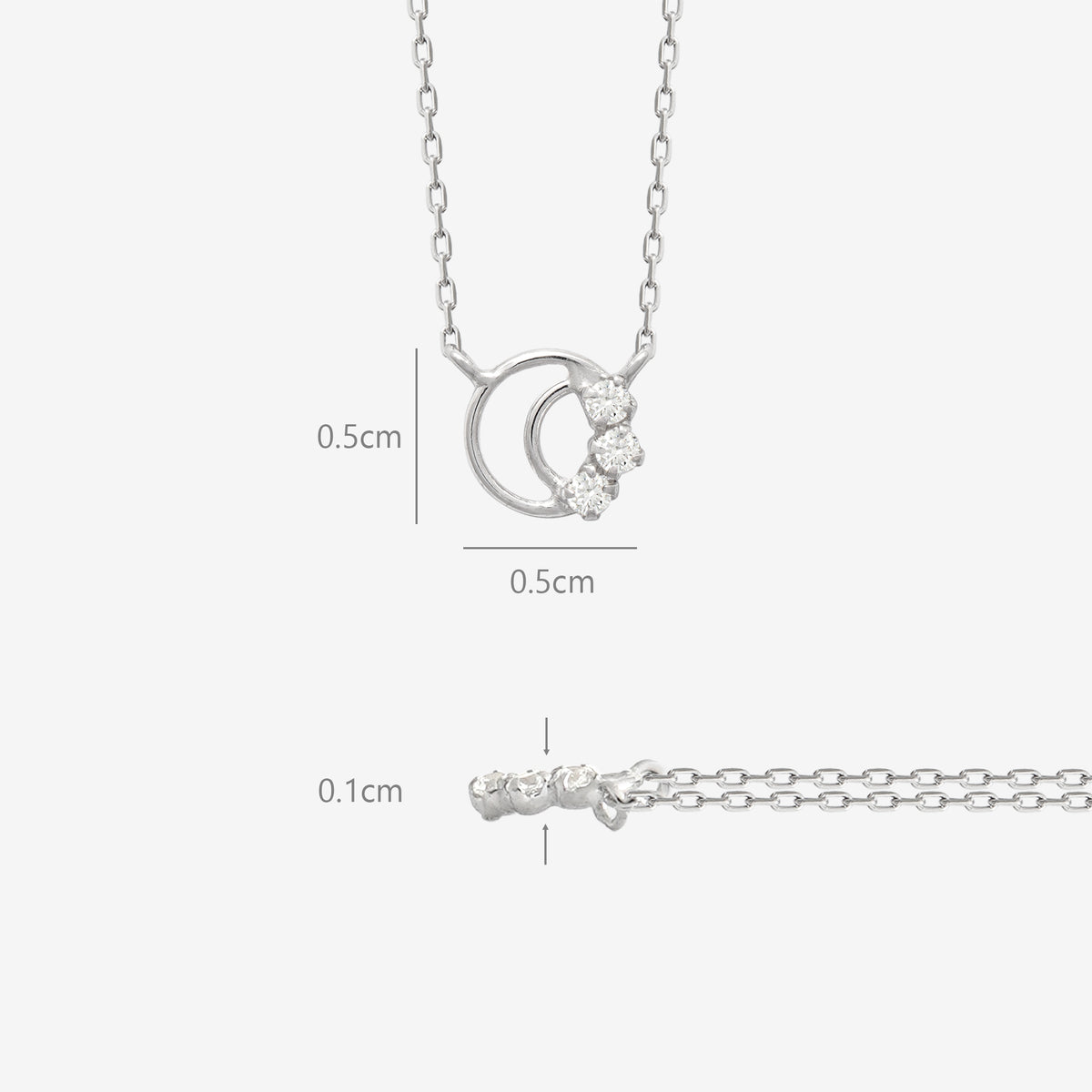 【WEB限定】シルバー ロジウムメッキ キュービックジルコニア ムーン ネックレス