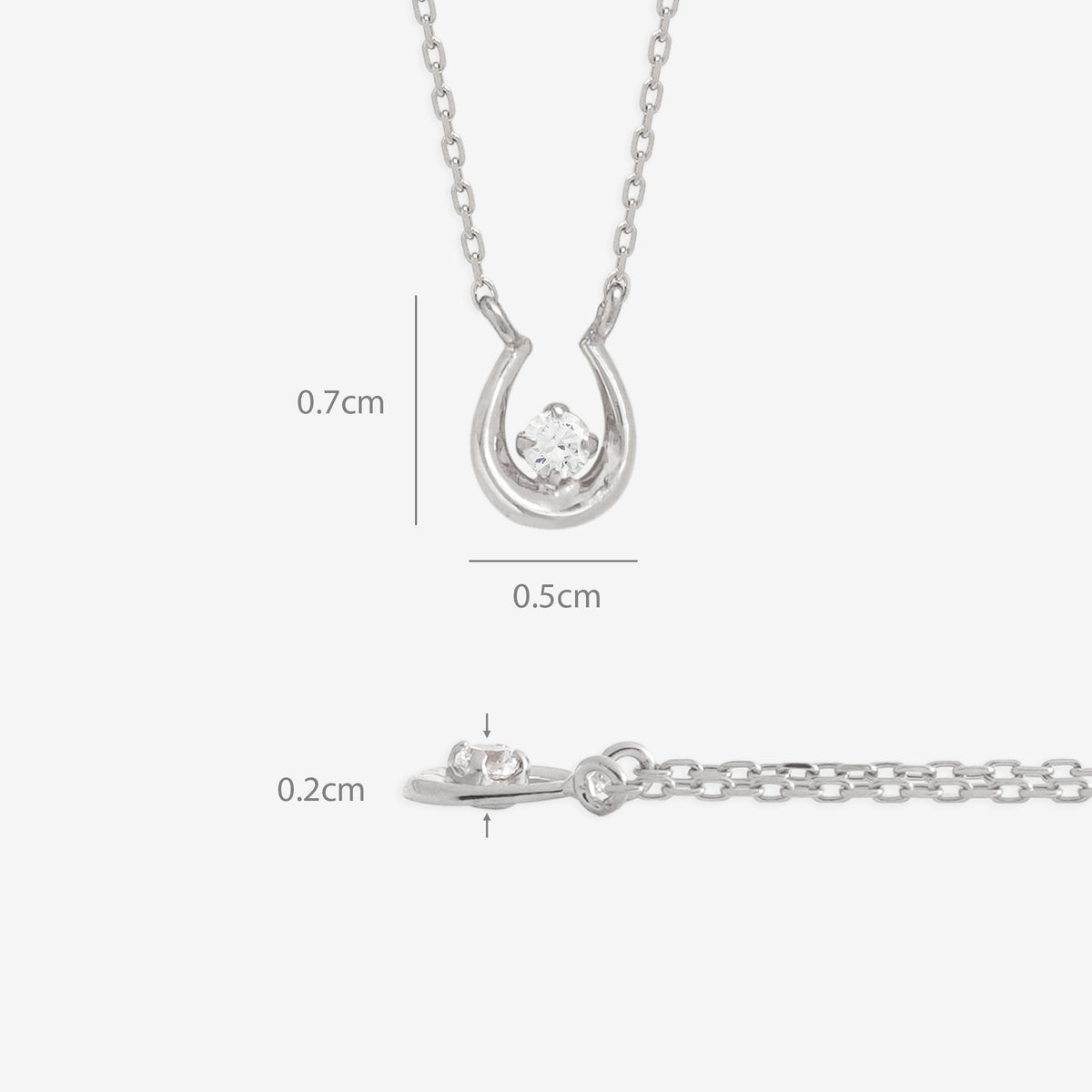 【WEB限定】シルバー ロジウムメッキ キュービックジルコニア 馬蹄 ネックレス