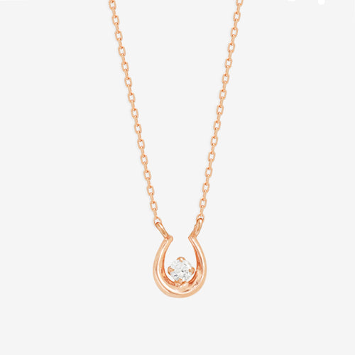 【WEB限定】シルバー ピンクゴールドメッキ キュービックジルコニア 馬蹄 ネックレス