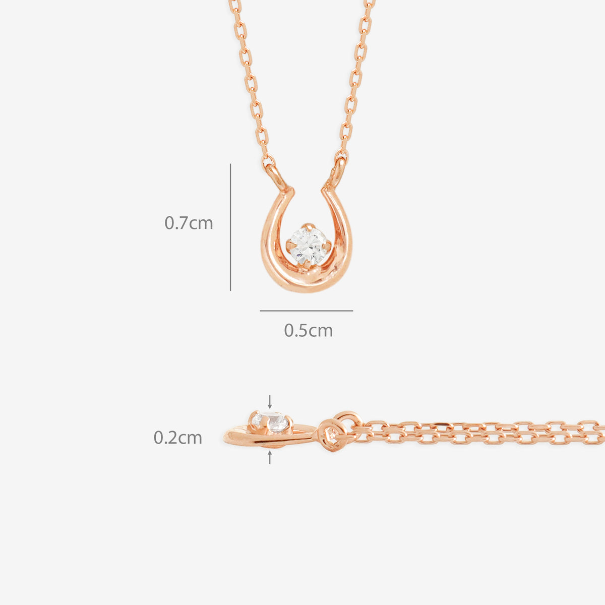 【WEB限定】シルバー ピンクゴールドメッキ キュービックジルコニア 馬蹄 ネックレス