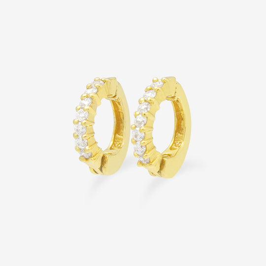 シルバー イエローゴールドメッキ キュービックジルコニア イヤリング