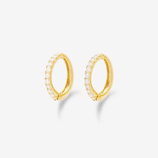 シルバー イエローゴールドメッキ キュービックジルコニア イヤリング