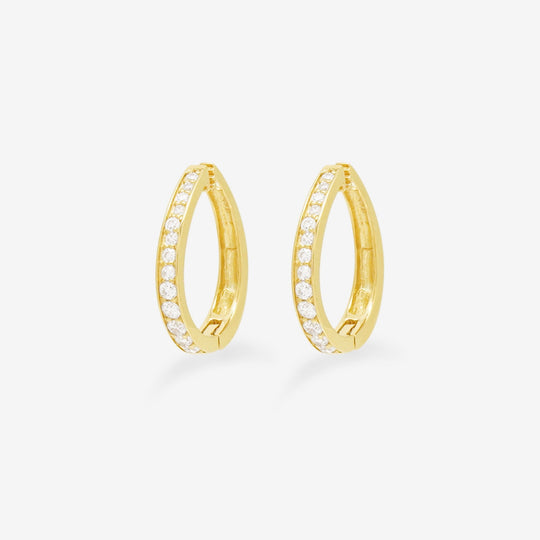 シルバー イエローゴールドメッキ キュービックジルコニア イヤリング