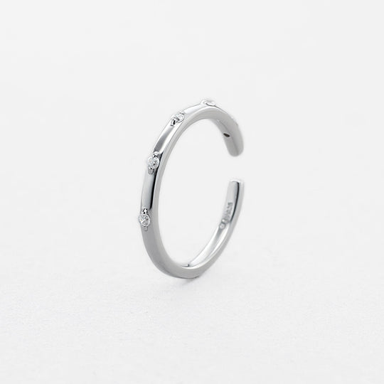 シルバー ロジウムメッキ キュービックジルコニア イヤーカフ ※片耳用