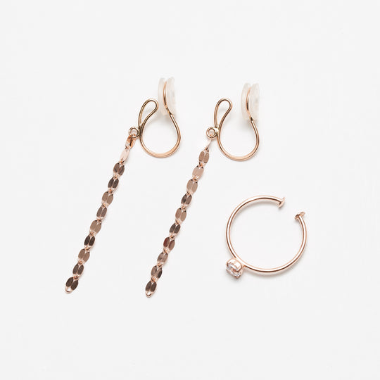 【WEB限定】HAPPY SET（K10 ピンクゴールド イヤリング＆イヤーカフ セット）