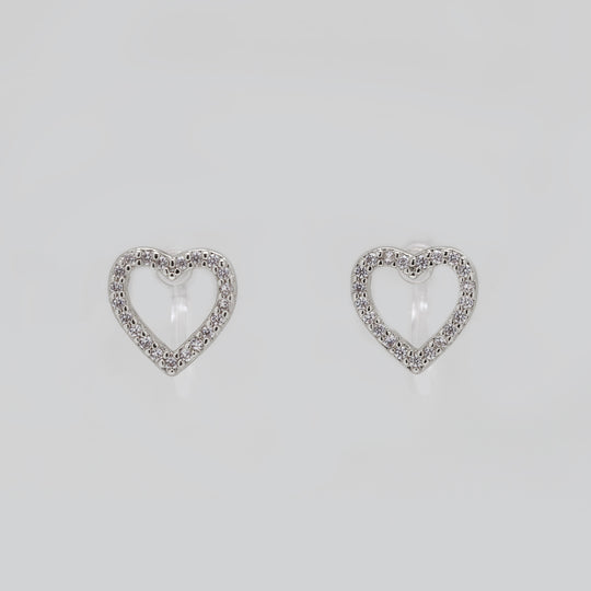 ★今だけ送料無料！★真鍮 キュービックジルコニア ハート イヤリング