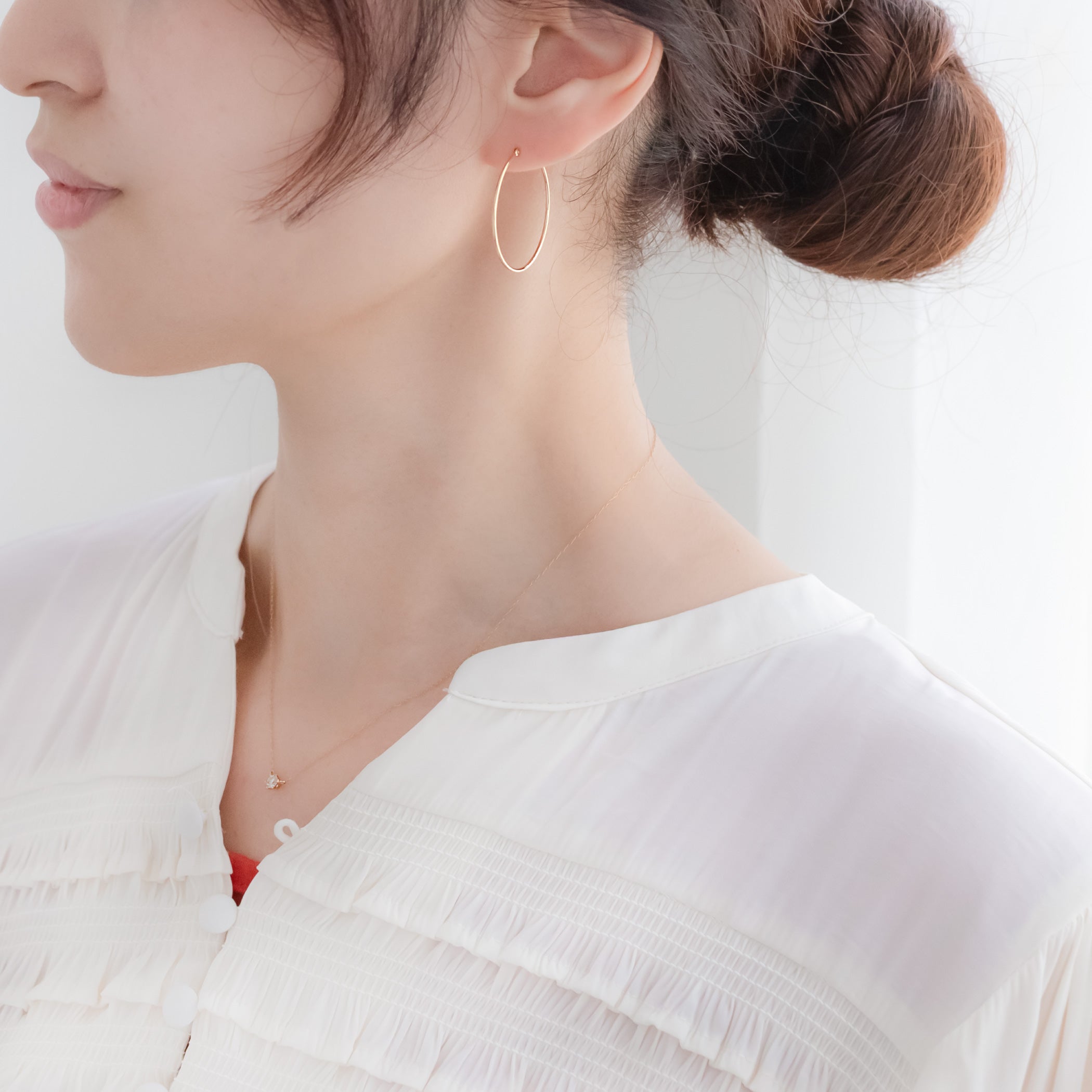 K18 イエローゴールド フープ ピアス（30mm）