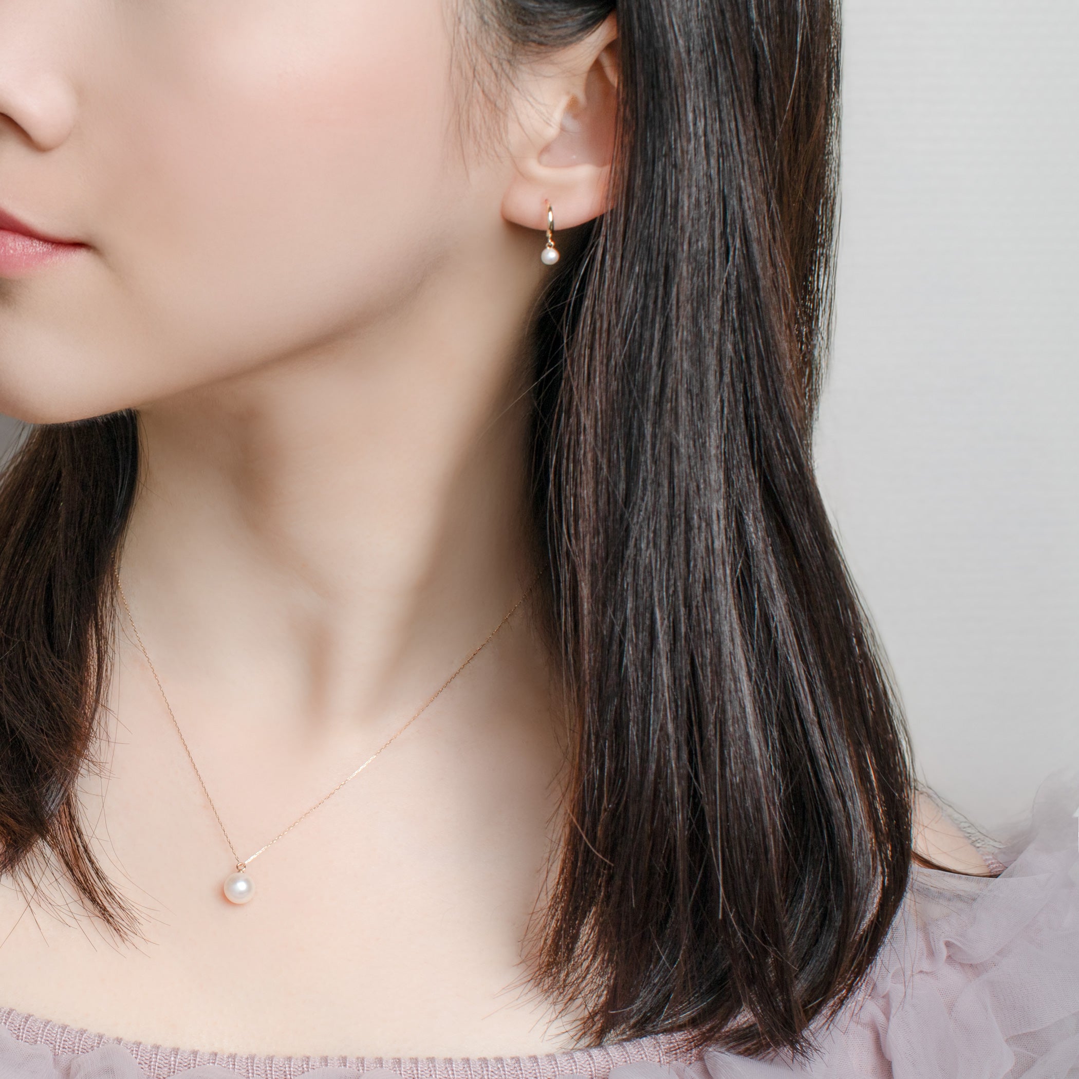 6月誕生石 K10 イエローゴールド 淡水パール ピアス